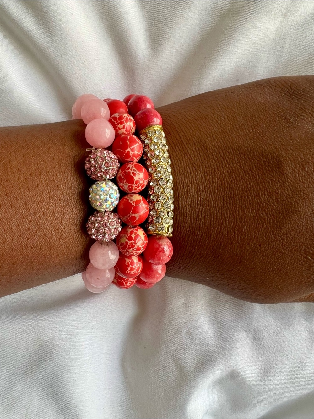 Handmade Glass & Crystal Beaded Bracelet Set ✨ Boho Chic Stack | Accent Beads |